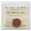 2011 Non Magnetic Canada 1-cent ICCS Certified MS66 Red