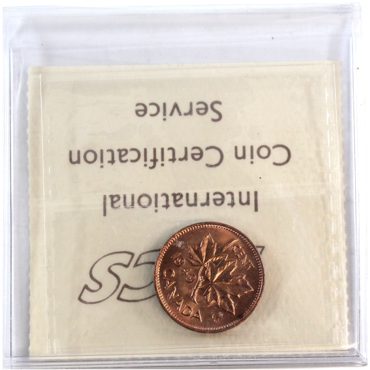 1949 A Off Denticle Canada 1-cent ICCS Certified MS65 Red