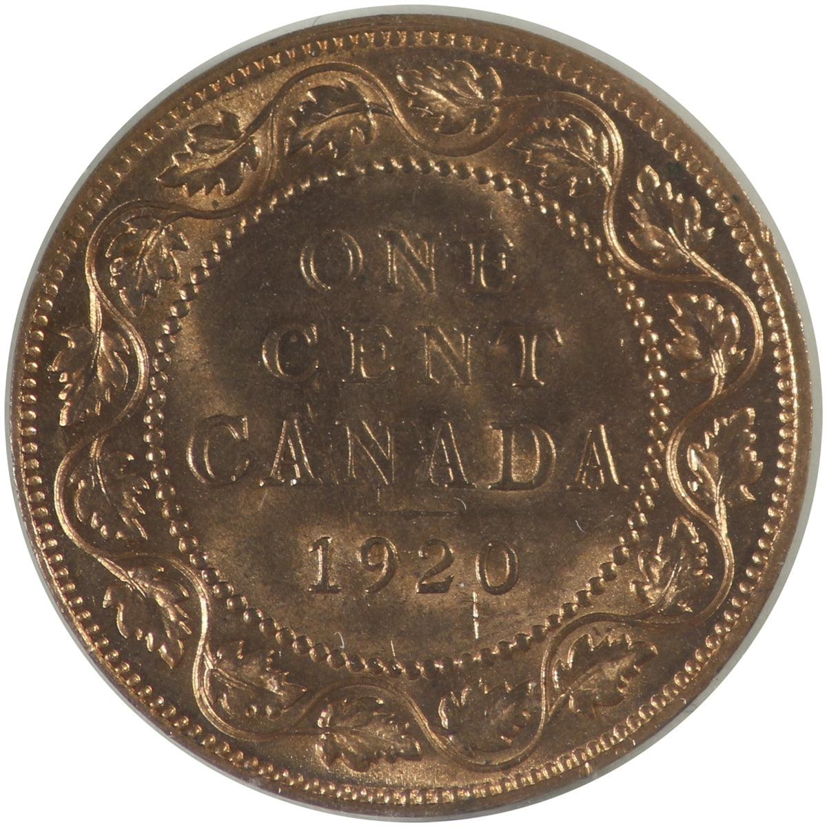 1920 Large Canada 1-cent ICCS Certified MS-64 Red (XUM 258)