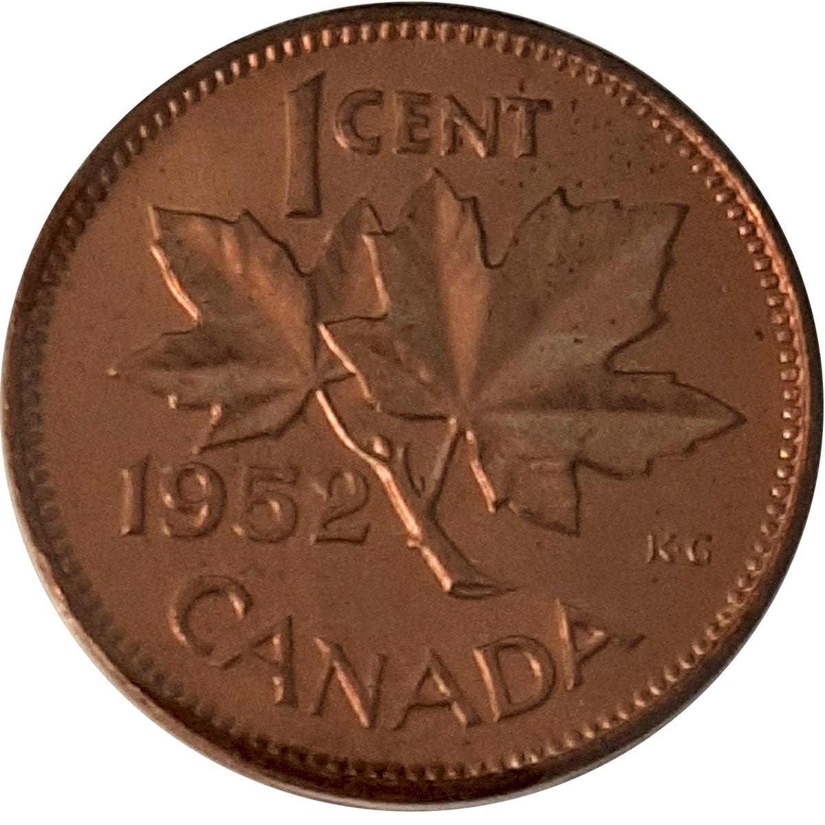 1952 Canada 1-cent ICCS Certified MS65 Red