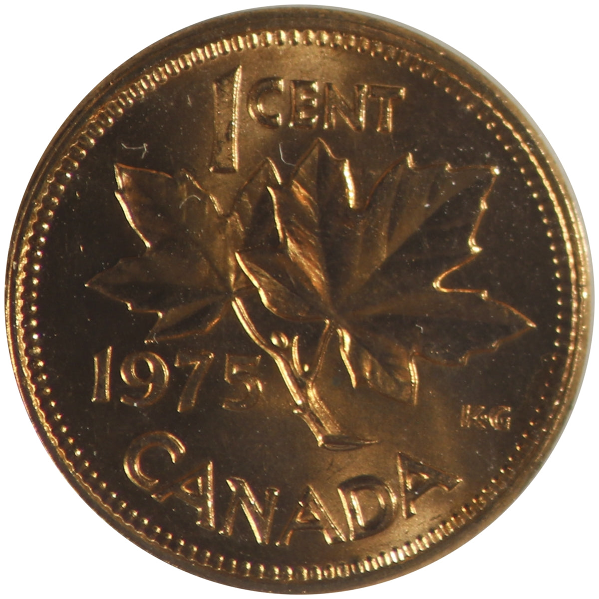 1975 Canada 1-cent ICCS Certified MS64 Red