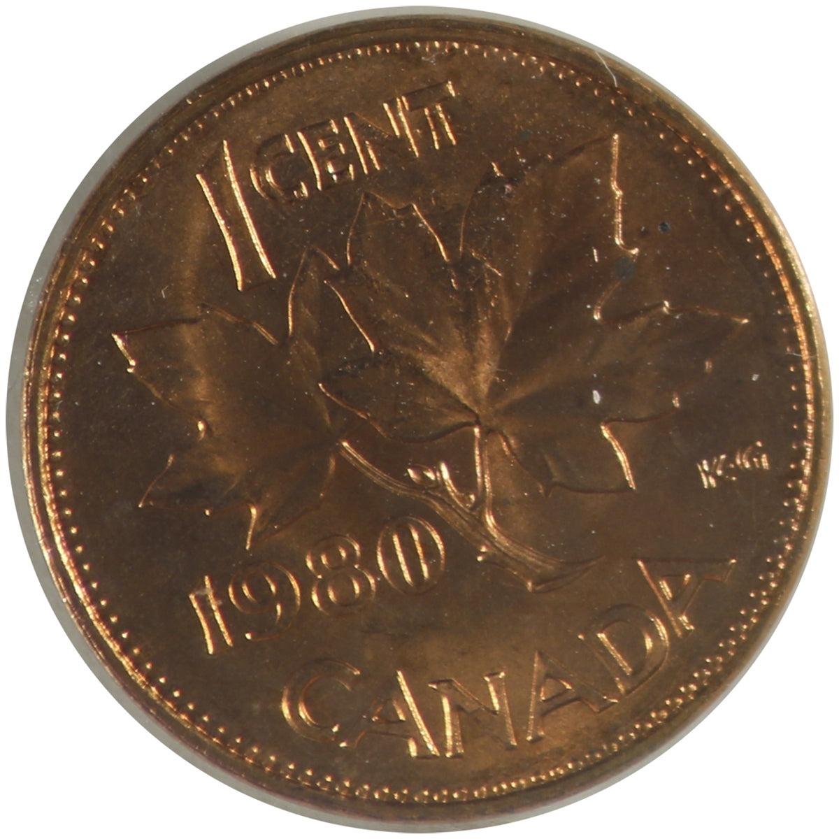 1980 Canada 1-cent ICCS Certified MS64 Red