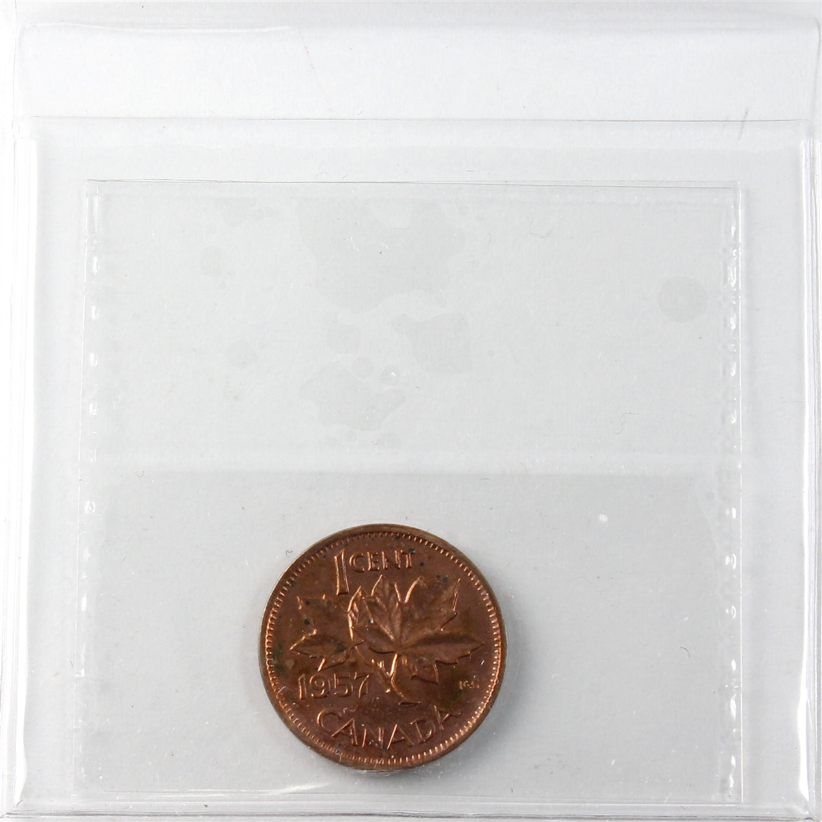 1957 Canada 1-cent ICCS Certified PL65 Red