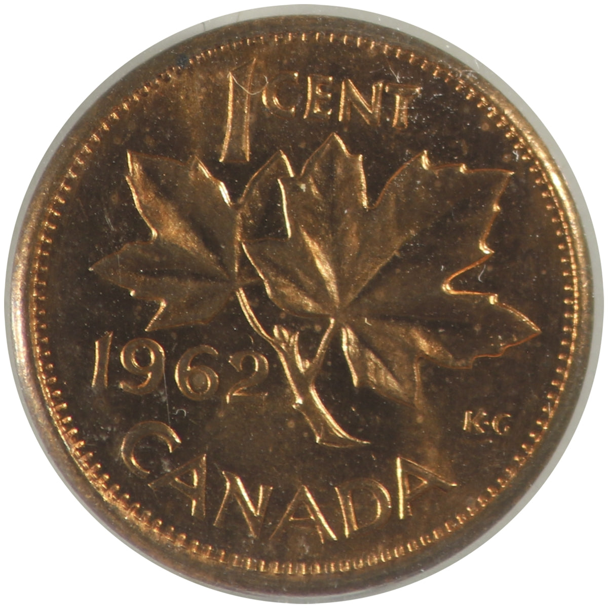 1962 Hanging 2 Canada 1-cent ICCS Certified MS64 Red