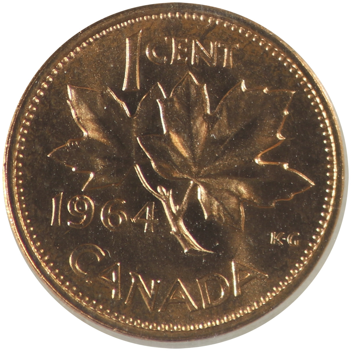 1964 Hanging 4 Canada 1-cent ICCS Certified MS-64 Red