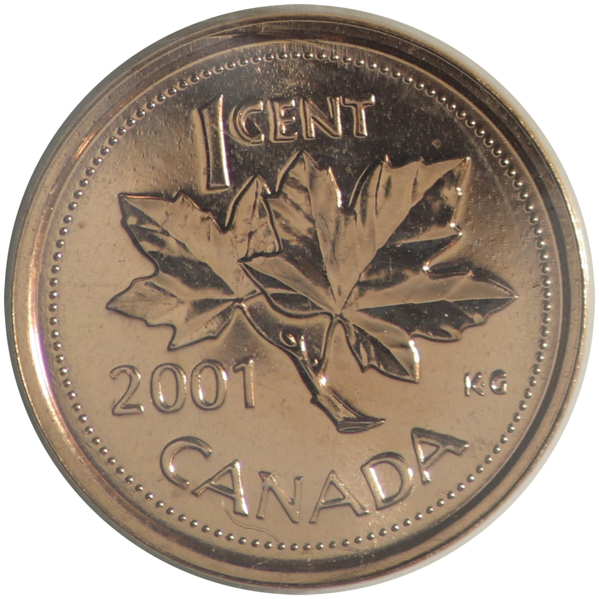 2001P Canada 1-cent ICCS Certified MS64 Red; NBU