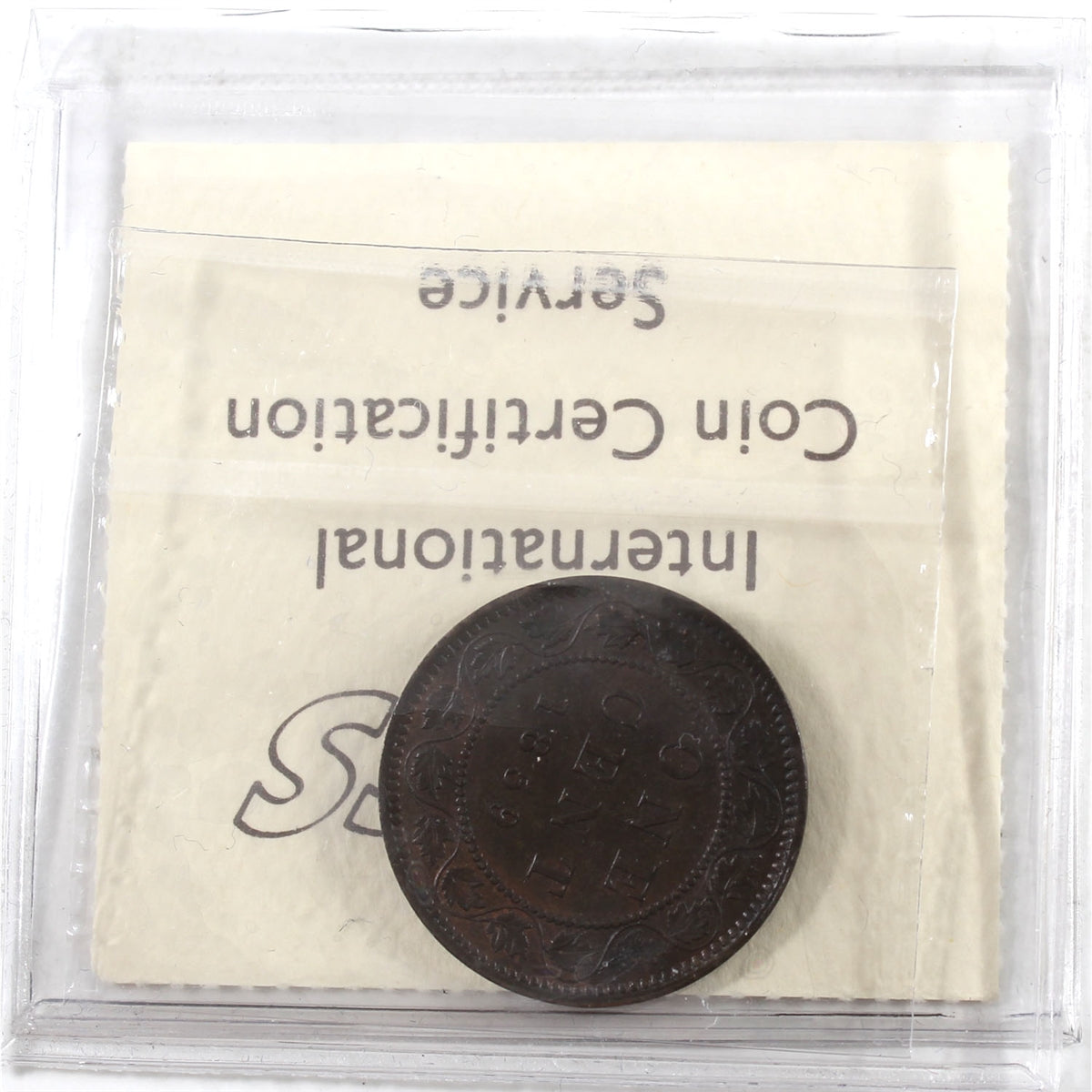 1859 Narrow 9 Canada 1-cent ICCS Certified AU55