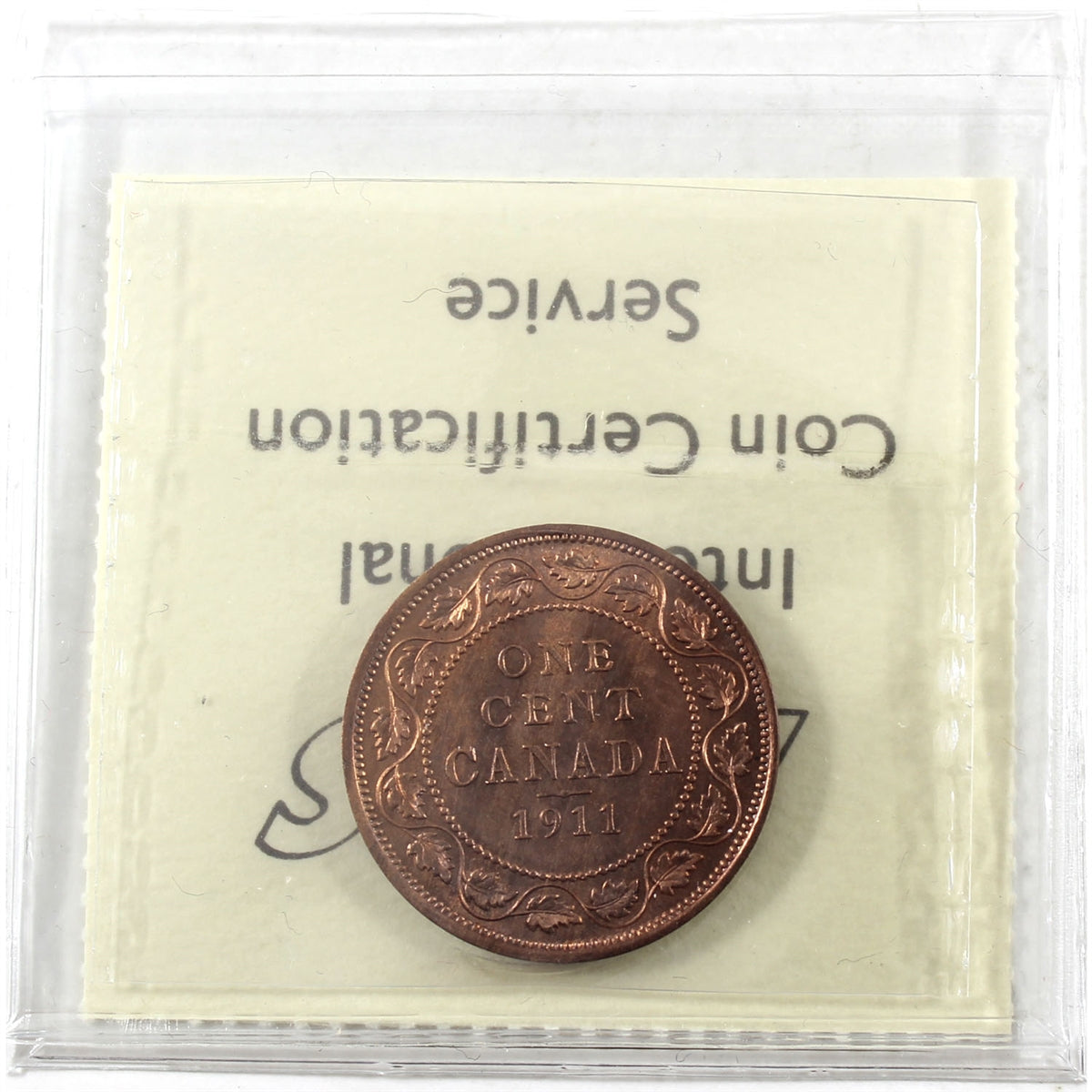 1911 Canada 1-cent ICCS Certified MS65 Red (XUM 432)