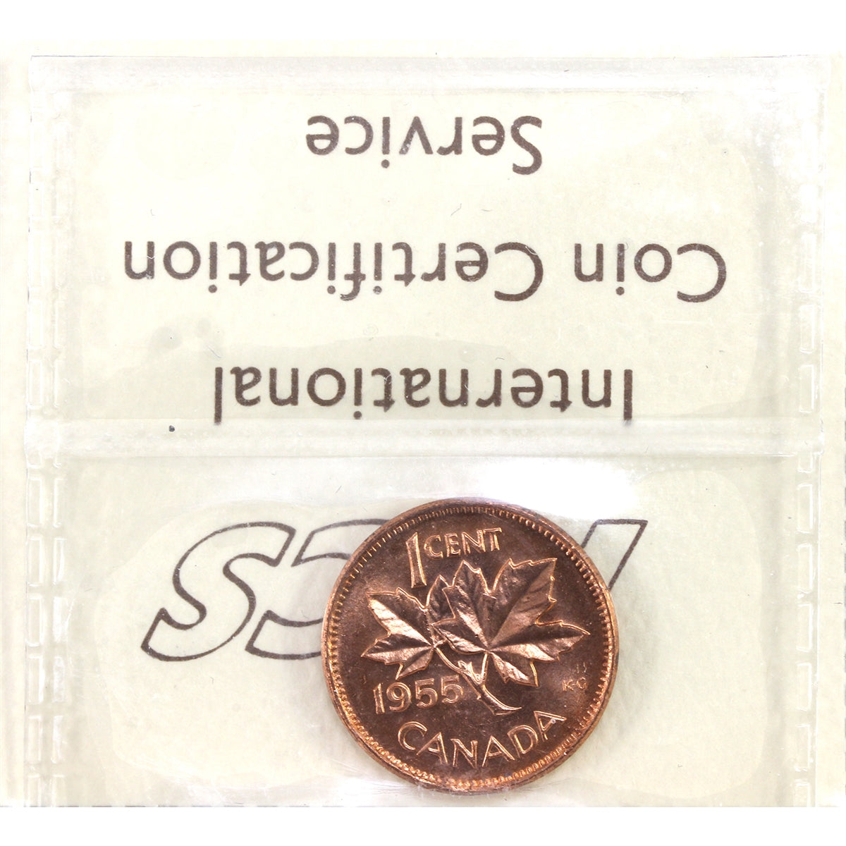 1955 SF Canada 1-cent ICCS Certified MS65 Red