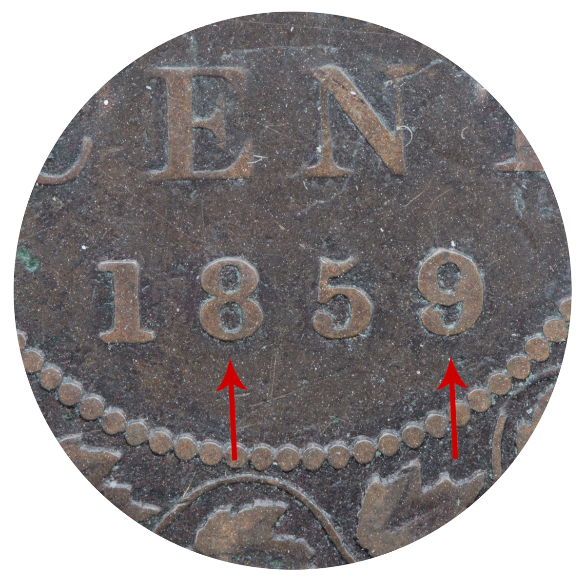 1859 Wide 9/8 Canada 1-cent Very Good (VG8)