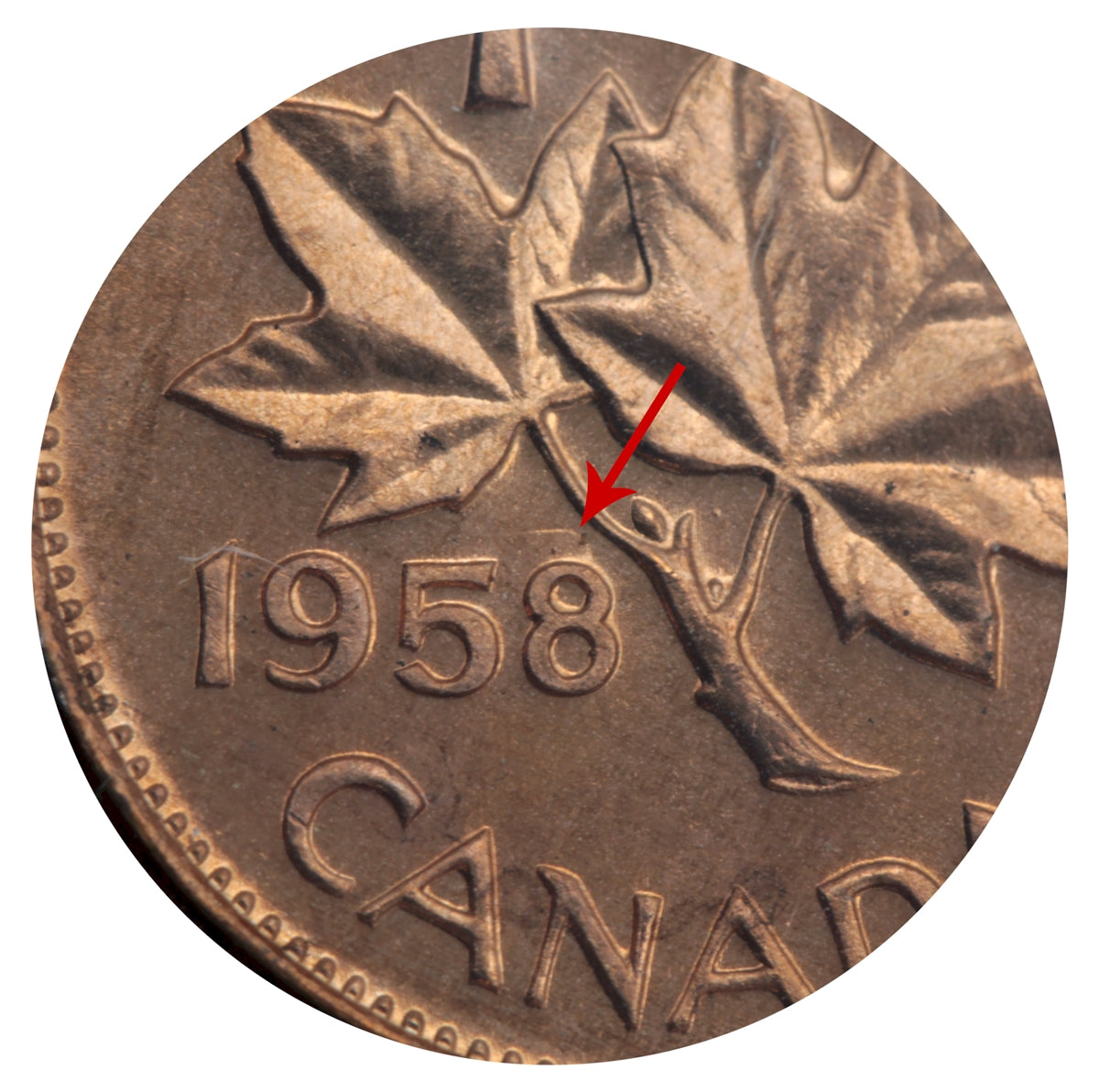 1958 Hanging 8 Canada 1-cent Choice Brilliant Uncirculated (MS64)
