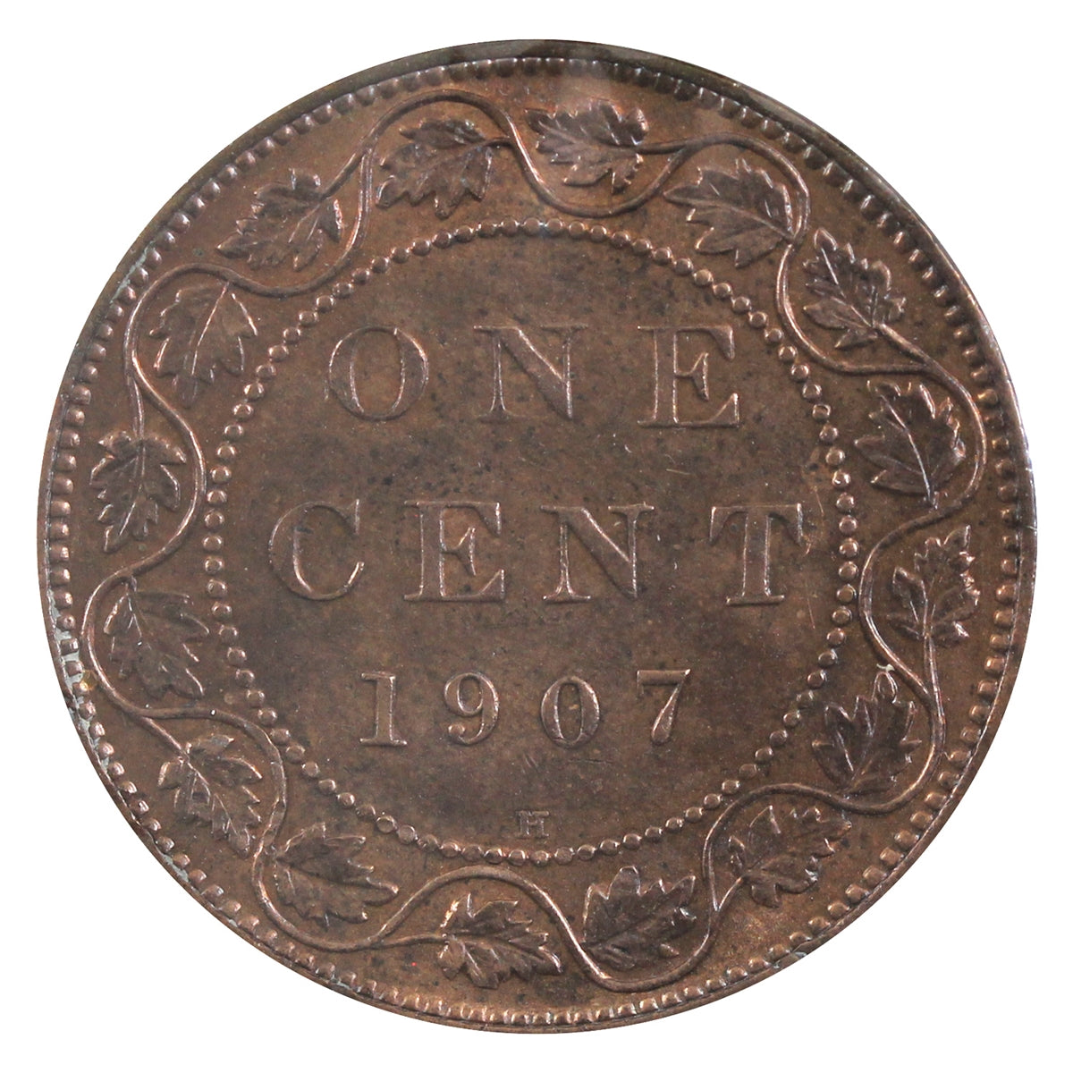 1907H Canada 1-cent UNC+ (MS62) Red & Brown $