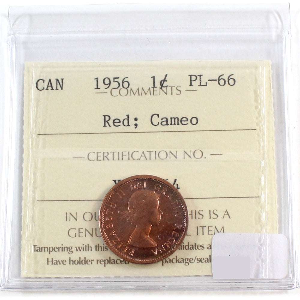 1956 Canada 1-cent ICCS Certified PL66 Red Cameo