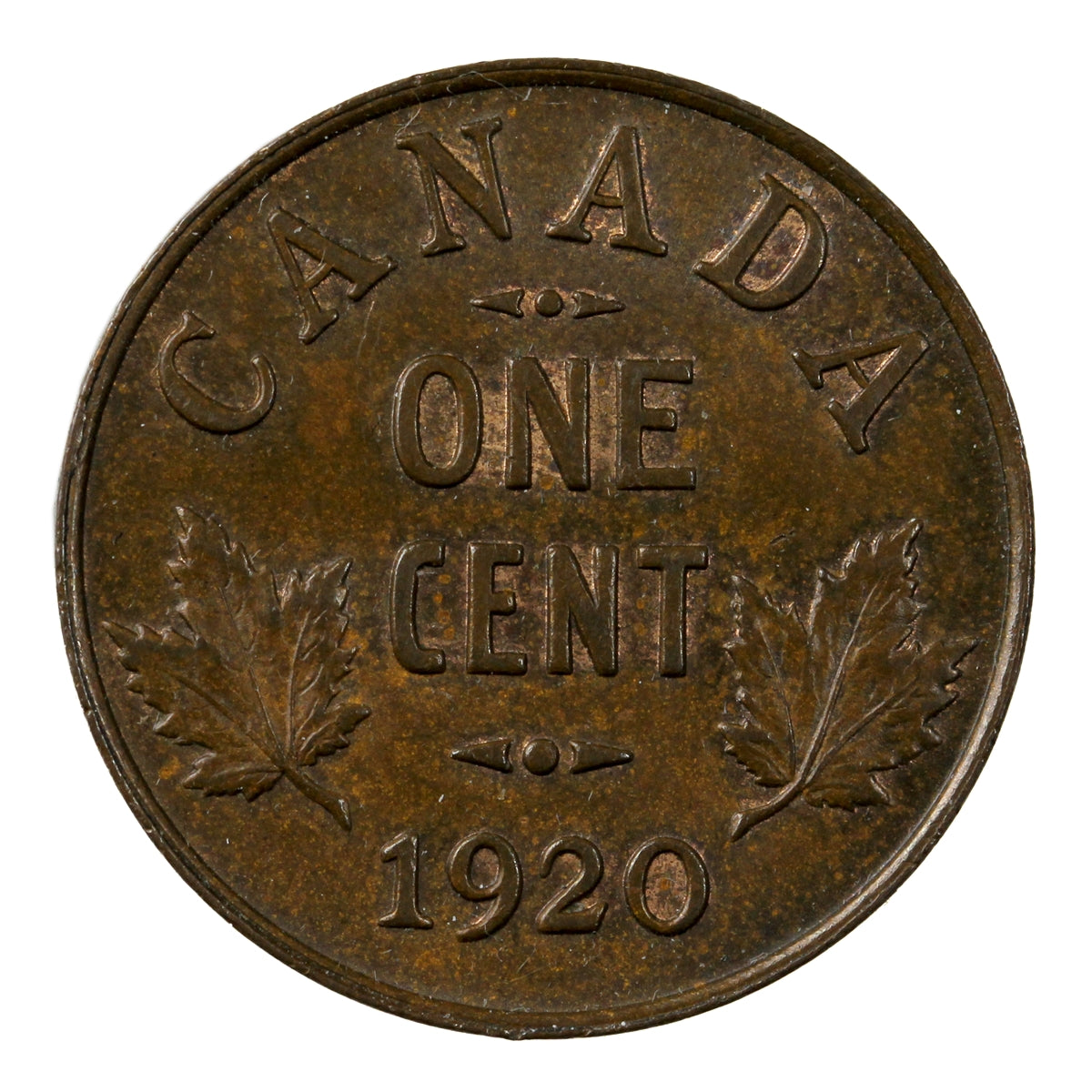 1920 Small Canada 1-cent Brilliant Uncirculated Lustrous Brown (MS63)