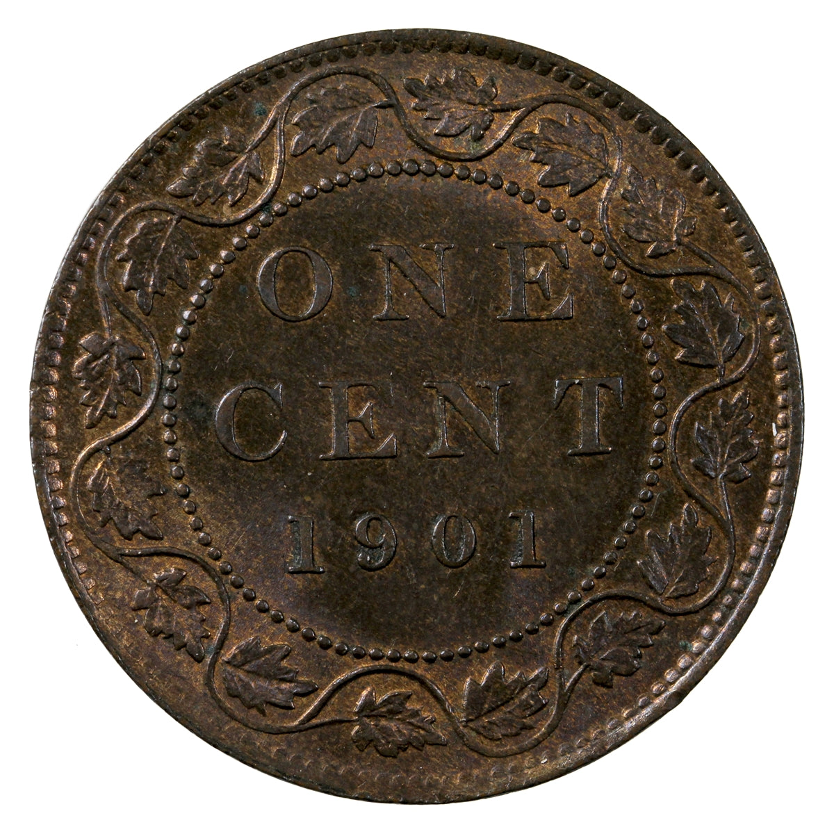 1901 Canada 1-cent Brilliant Uncirculated Lustrous Red & Brown (MS-63) $