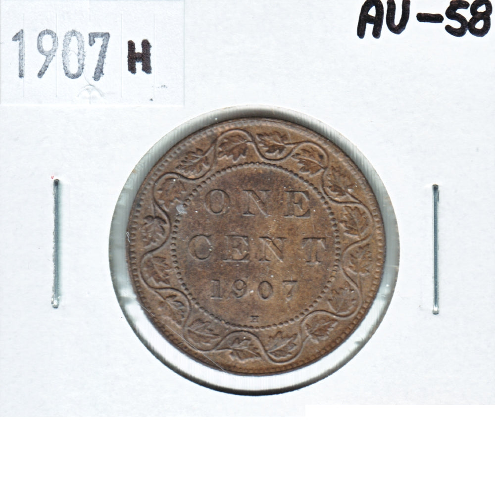 1907H Canada 1-cent AU-58 $