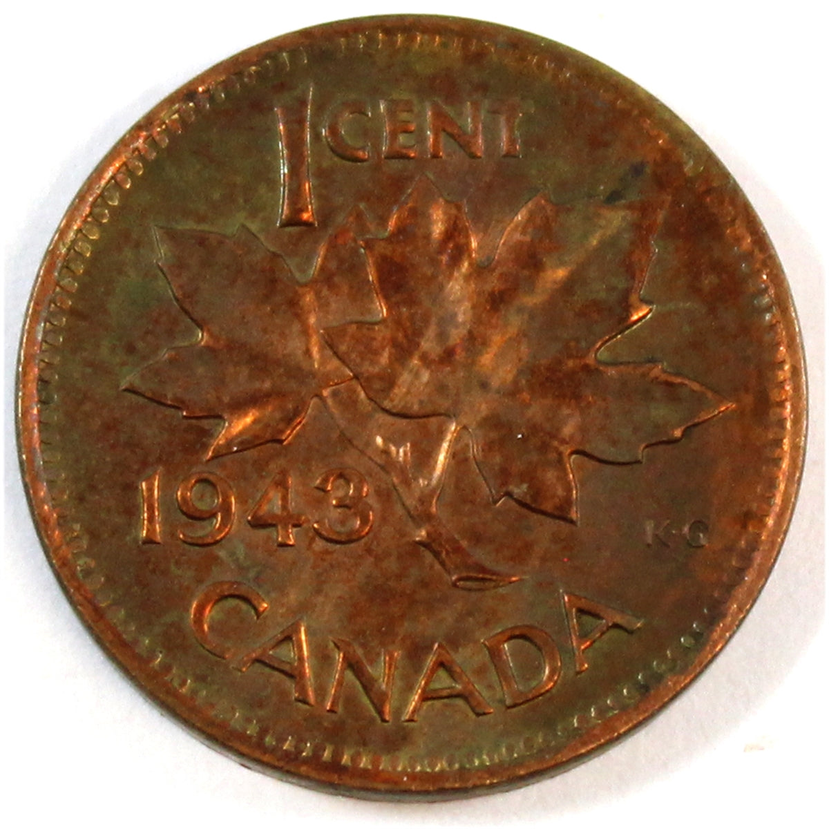 1943 Canada 1-cent R & B Brilliant Uncirculated (MS-63)