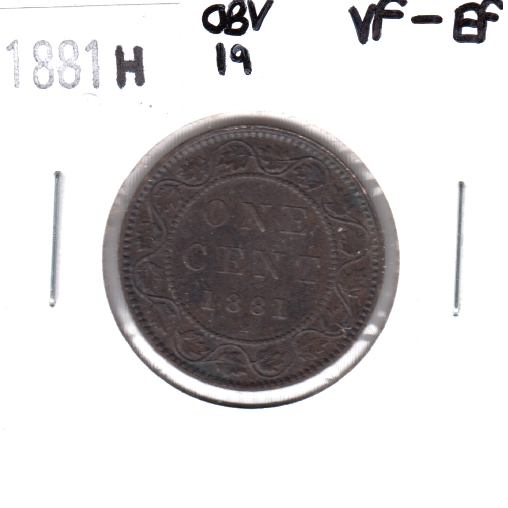 1881H Obv. 1a Canada 1-cent VF-EF (VF30)
