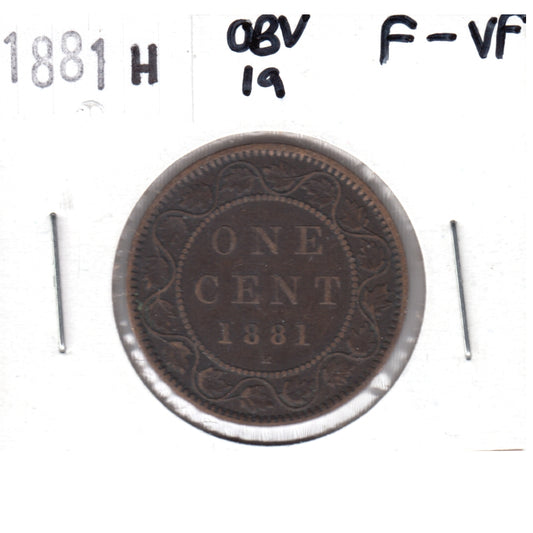 1881H Obv. 1a Canada 1-cent F-VF (F15)