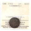1922 Canada 1-cent ICCS Certified AU55