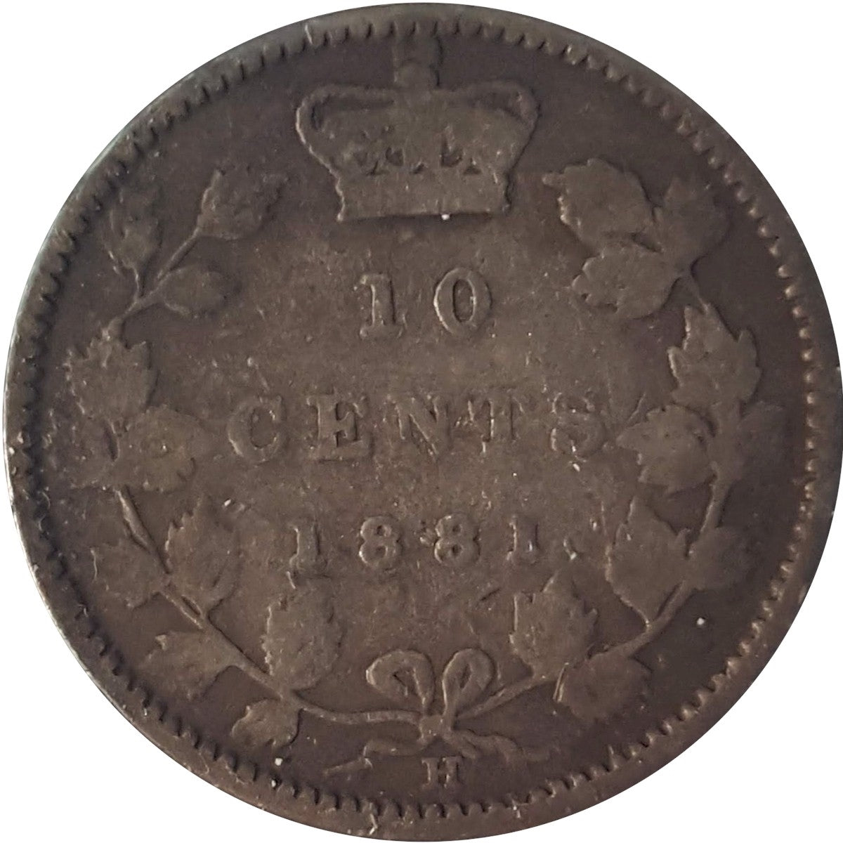 1881H Obv. 2 Canada 10-cents VG-F (VG-10) $