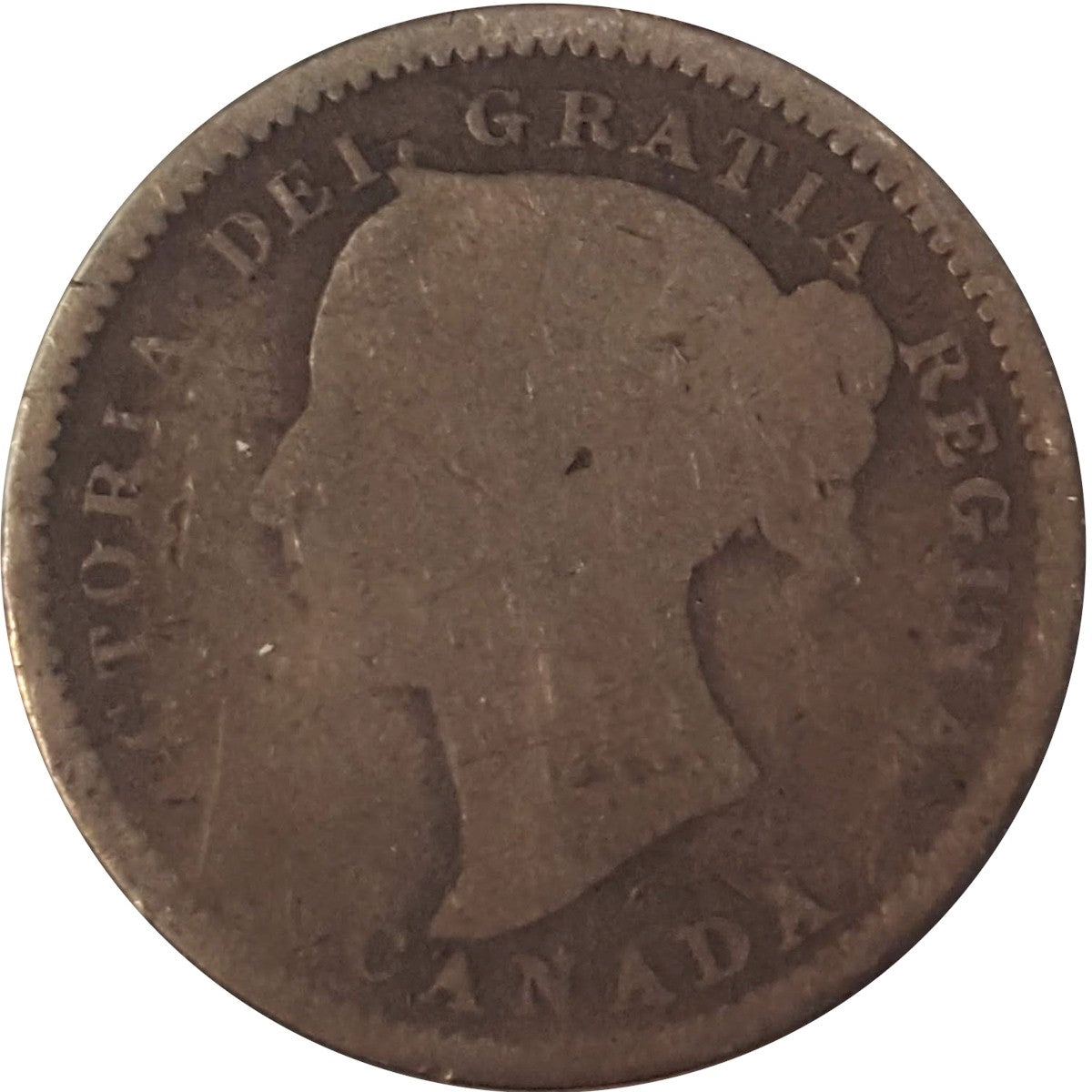 1885 Obv. 5 Canada 10-cents About Good (AG3)