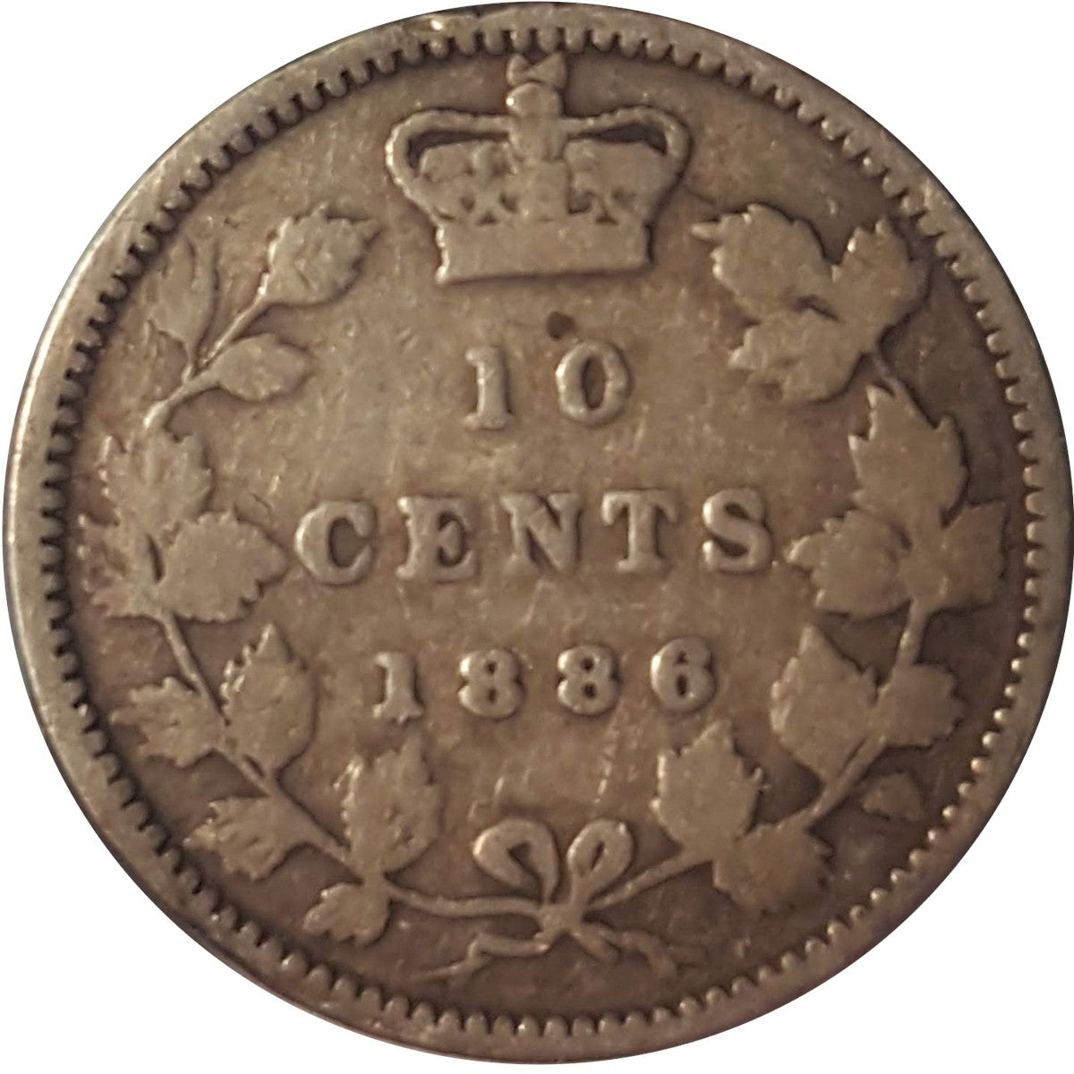 1886 Large Knobbed 6 Obv. 4 Canada 10-cents G-VG (G-6) $