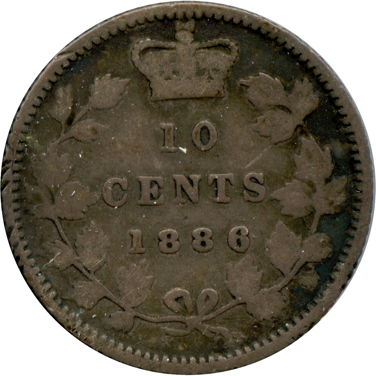 1886 Large Knobbed 6 Obv. 5 Canada 10-cents G-VG (G-6) $