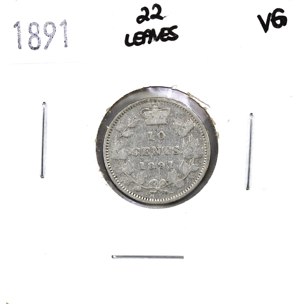 1891 22 Leaves Canada 10-cents Very Good (VG-8) $