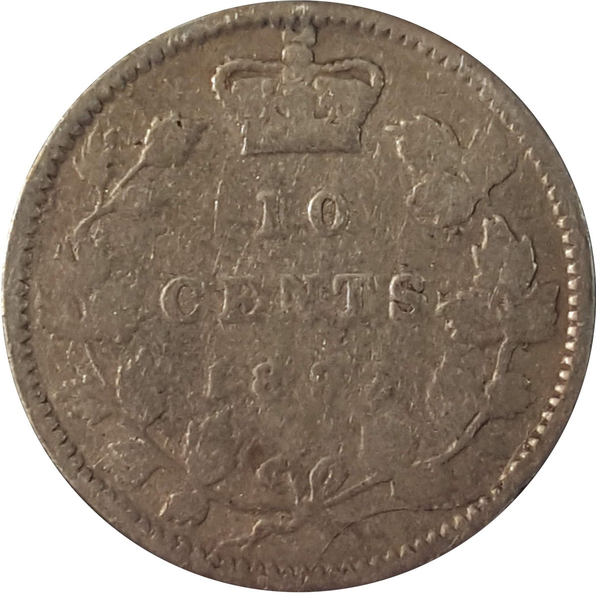 1893 Flat Top 3 Obv. 5 Canada 10-cents G-VG (G-6) $
