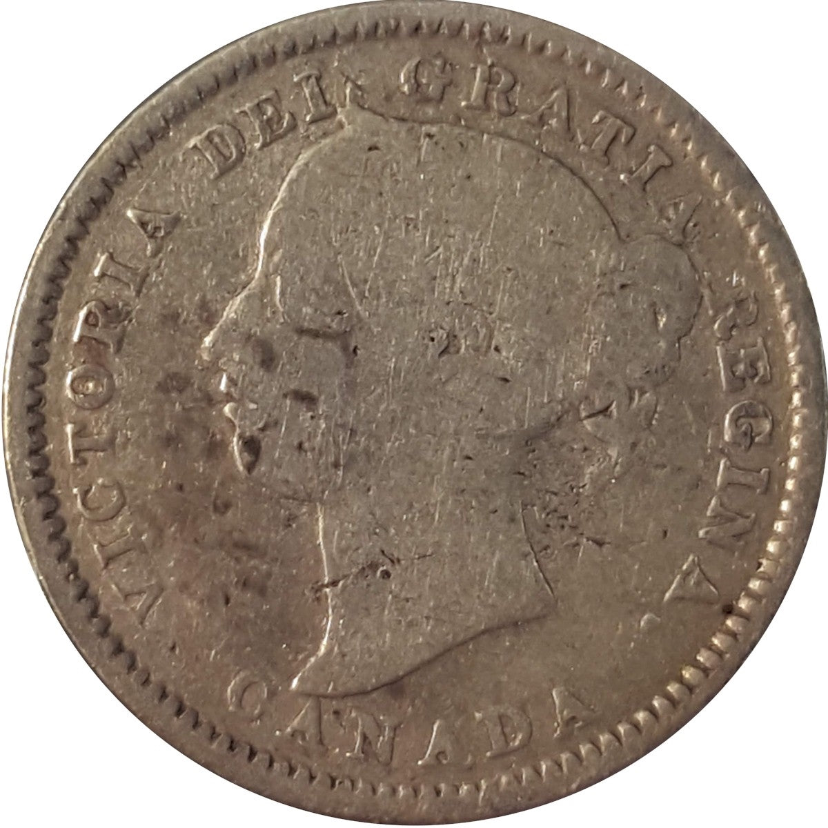1893 Flat Top 3 Obv. 5 Canada 10-cents G-VG (G6) $