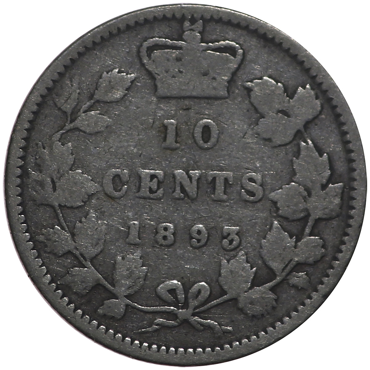 1893 Flat Top 3 Obv. 6 Canada 10-cents Very Good (VG-8) $
