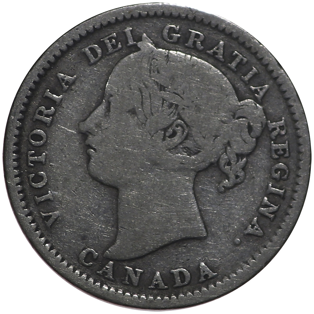 1893 Flat Top 3 Obv. 6 Canada 10-cents Very Good (VG8)