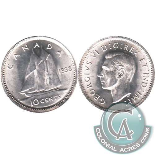 1938 Canada 10-cents Uncirculated (MS60) $