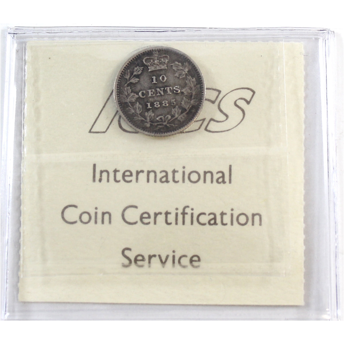 1885 Obv. 5 Canada 10-cents ICCS Certified VF20