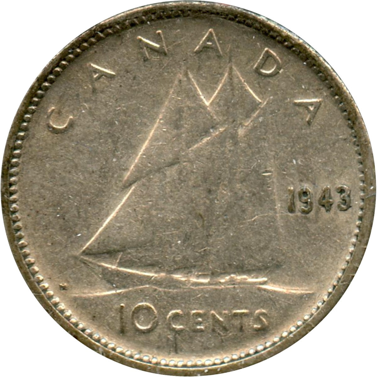 1943 Canada 10-cents Circulated
