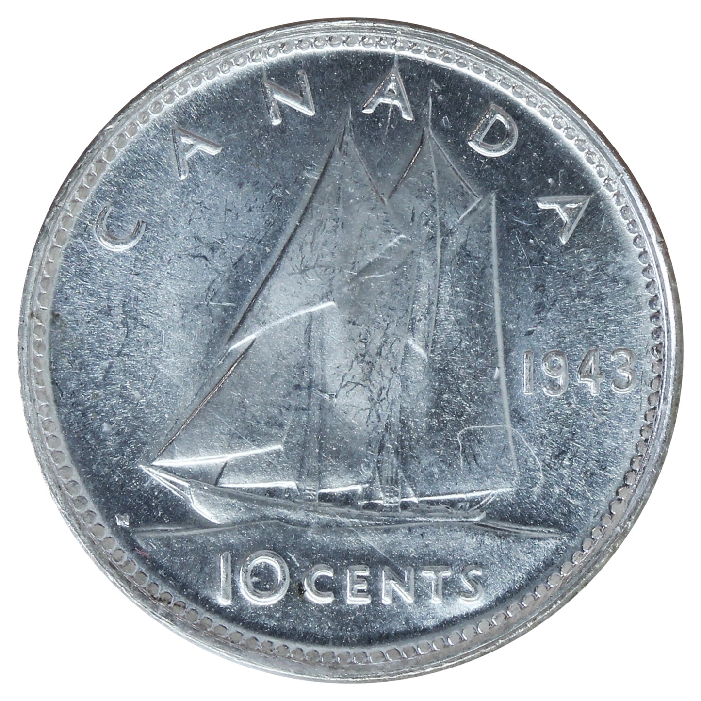 1943 Canada 10-cents ICCS Certified MS64