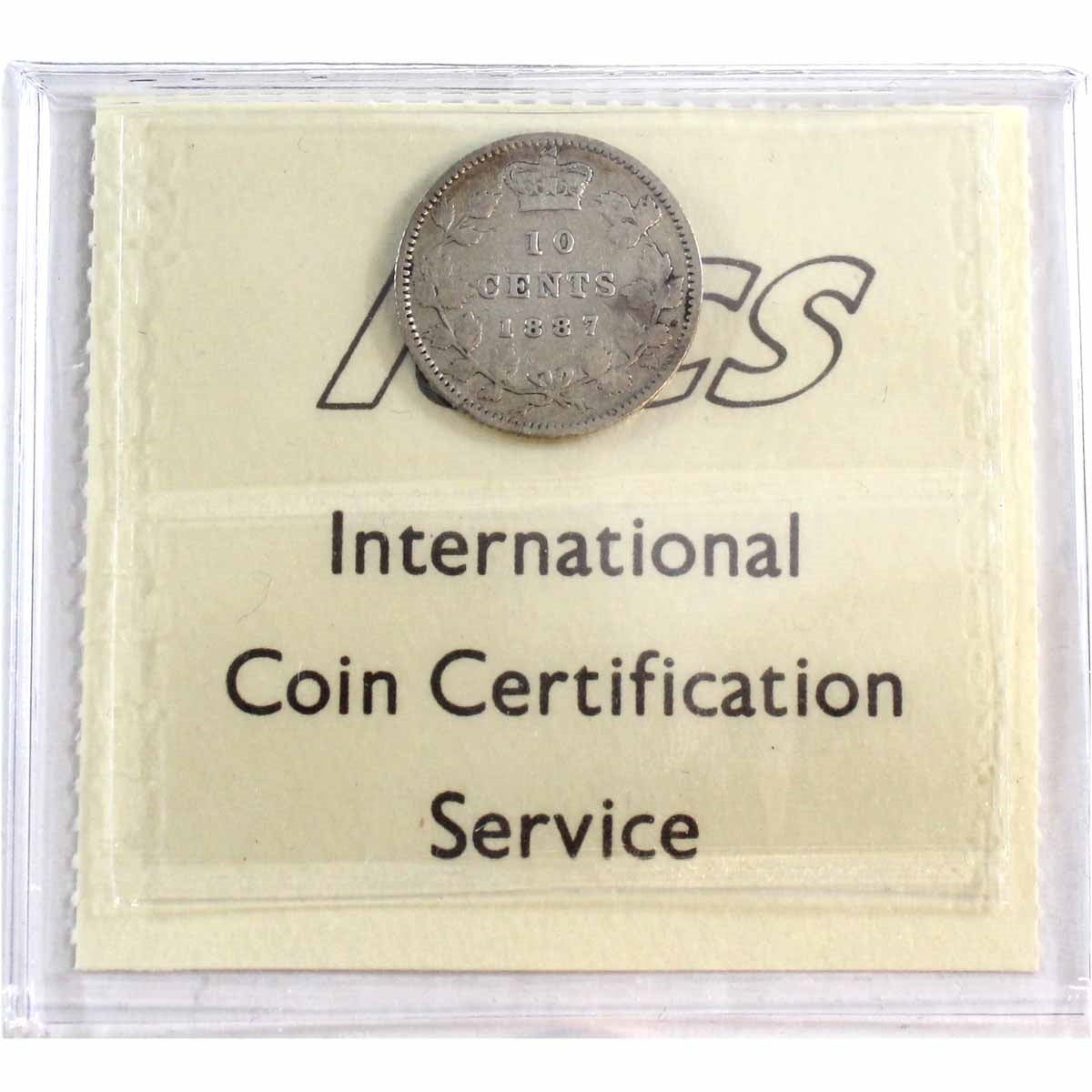 1887 Canada 10-cents ICCS Certified F12