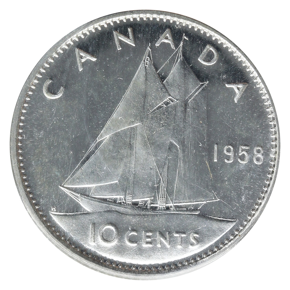 1958 Canada 10-cents ICCS Certified PL-65 Heavy Cameo