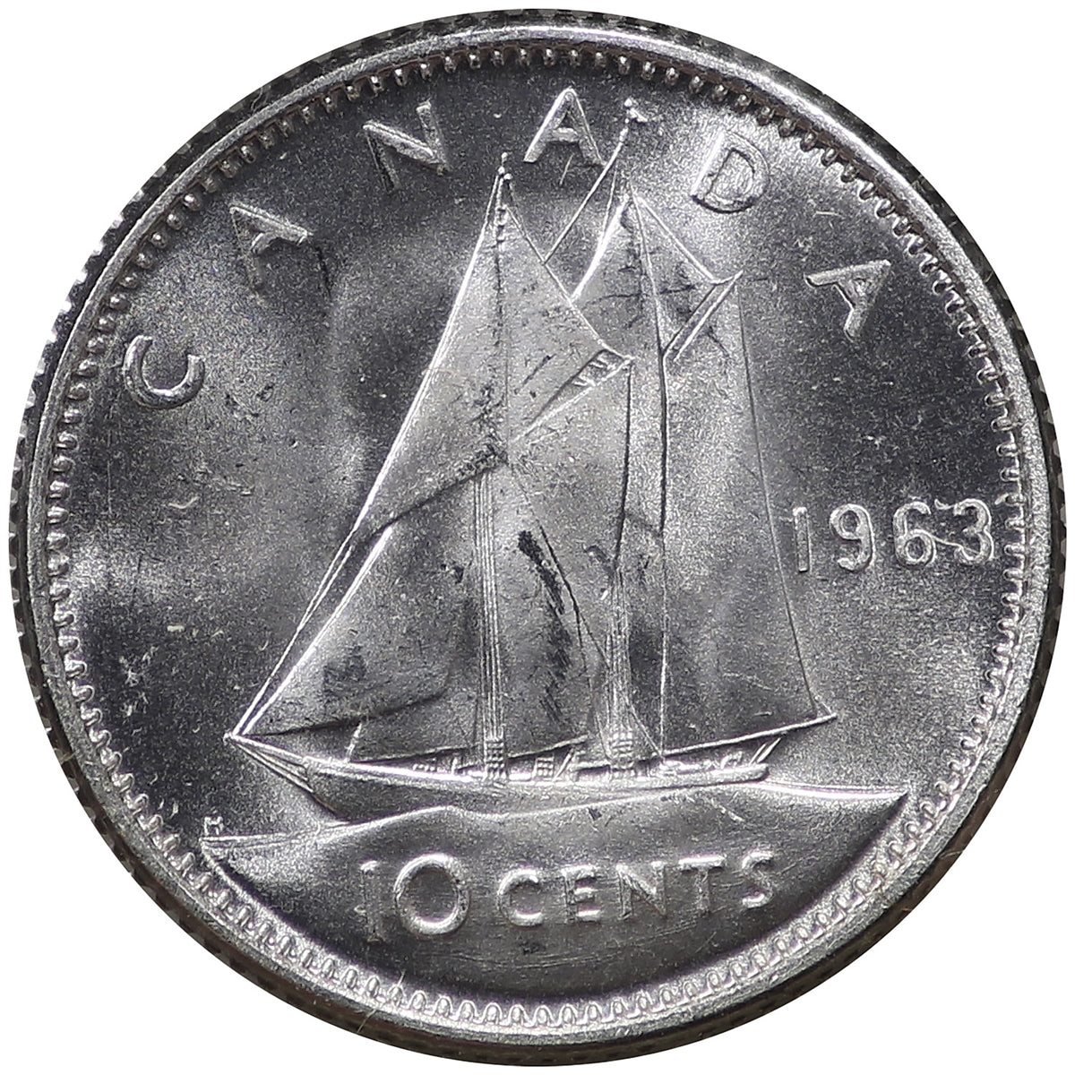 1963 Canada 10-cents Choice Brilliant Uncirculated (MS64)