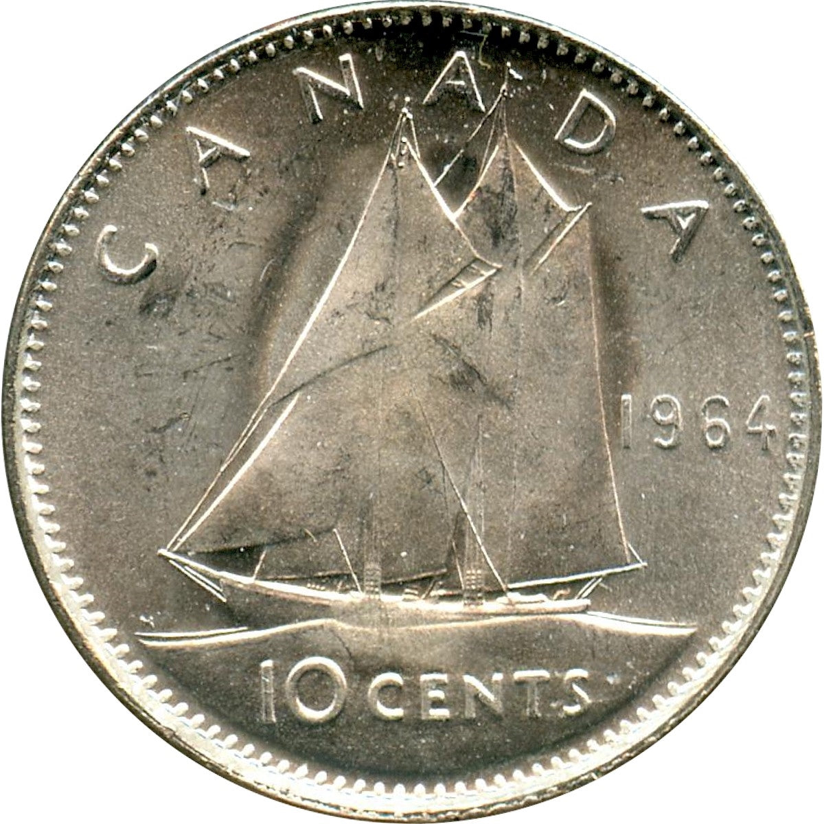 1964 Canada 10-cents Choice Brilliant Uncirculated (MS64)