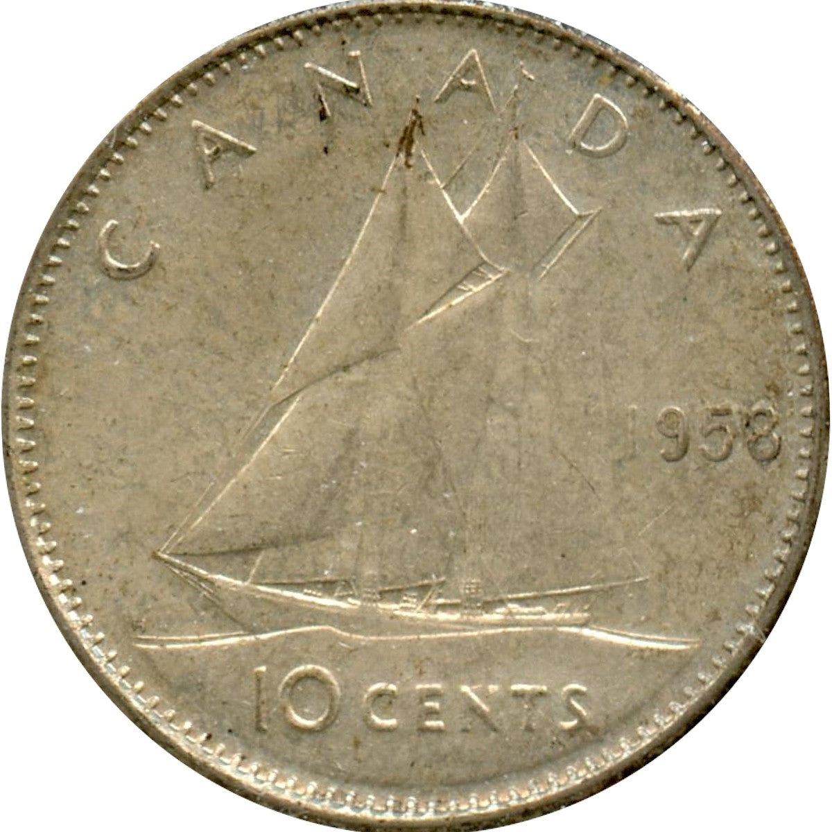 1958 Canada 10-cents Extra Fine (EF-40)