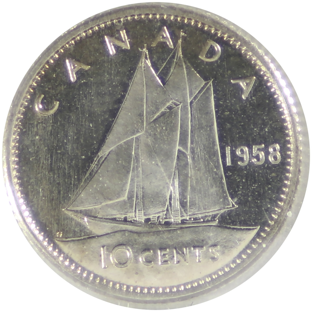 1958 Canada 10-cents ICCS Certified PL-66 Heavy Cameo