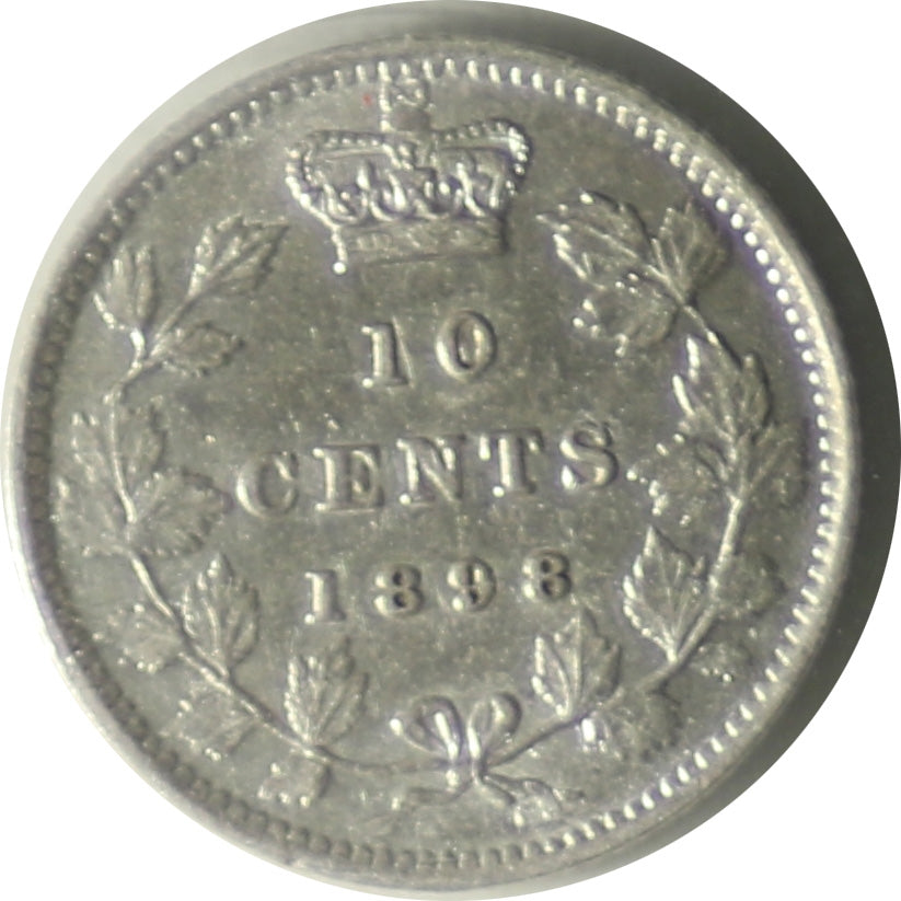 1898 Obv. 6 Canada 10-cents ICCS Certified EF40