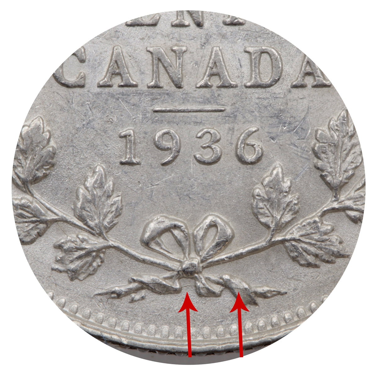 1936 Bar Canada 10-cent Almost Uncirculated (AU50) $