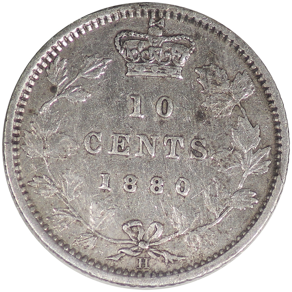 1880H Obv. 2 Canada 10-cents ICCS Certified F15