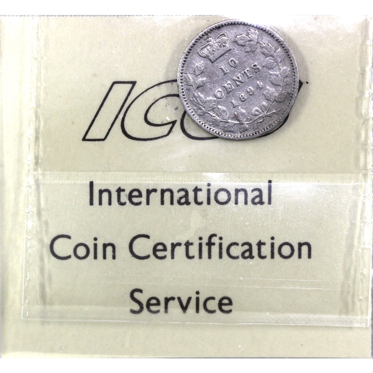 1894 Obv. 5 Canada 10-cents ICCS Certified VG10
