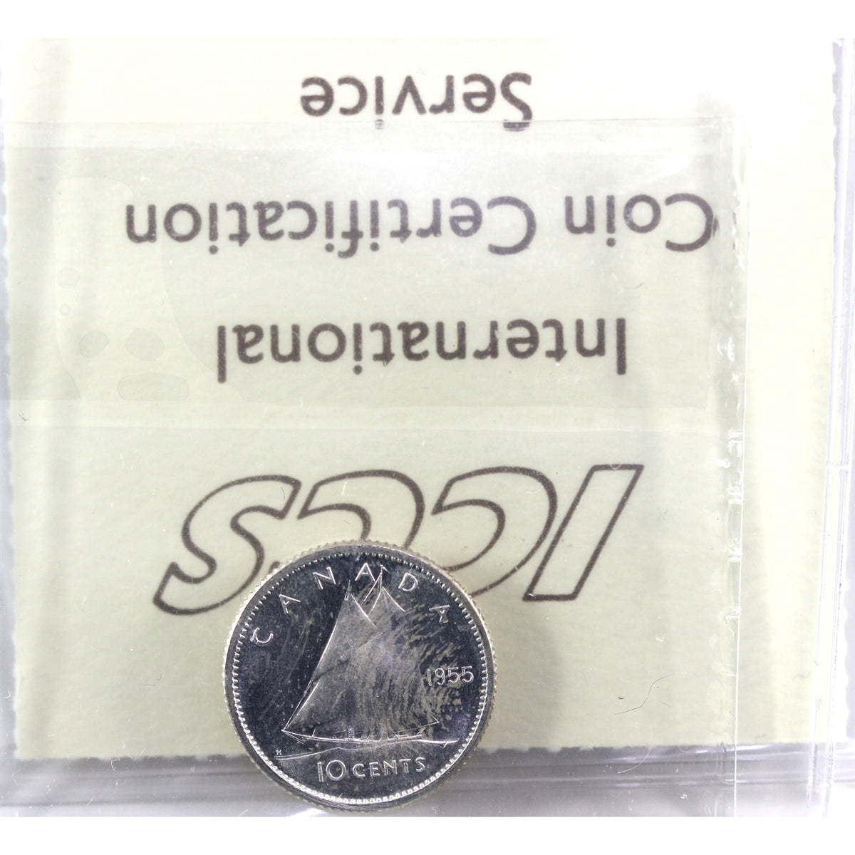 1955 Canada 10-cents ICCS Certified MS65 Heavy Cameo