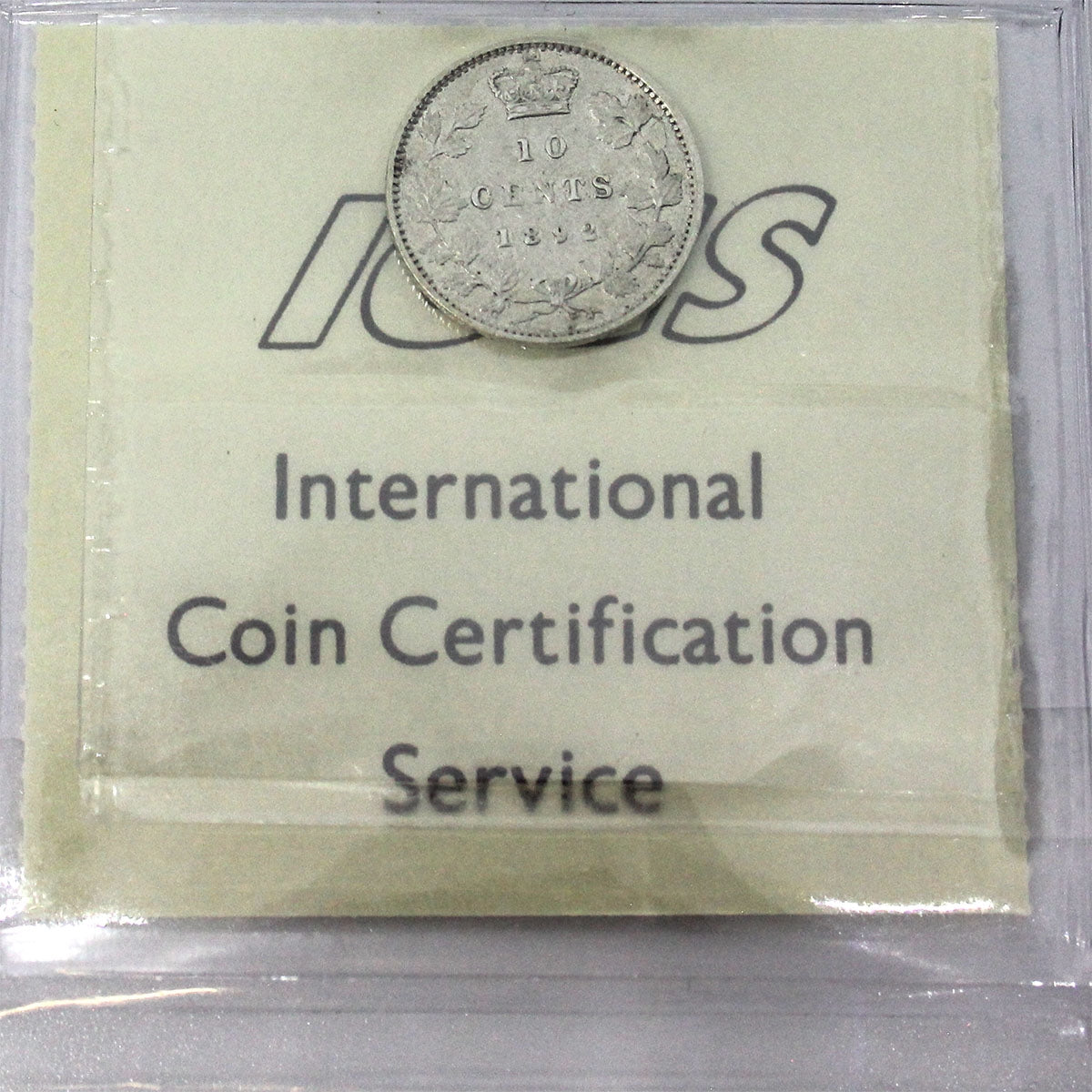 1892 Small 9, Obv. 5 Canada 10-cents ICCS Certified VF30