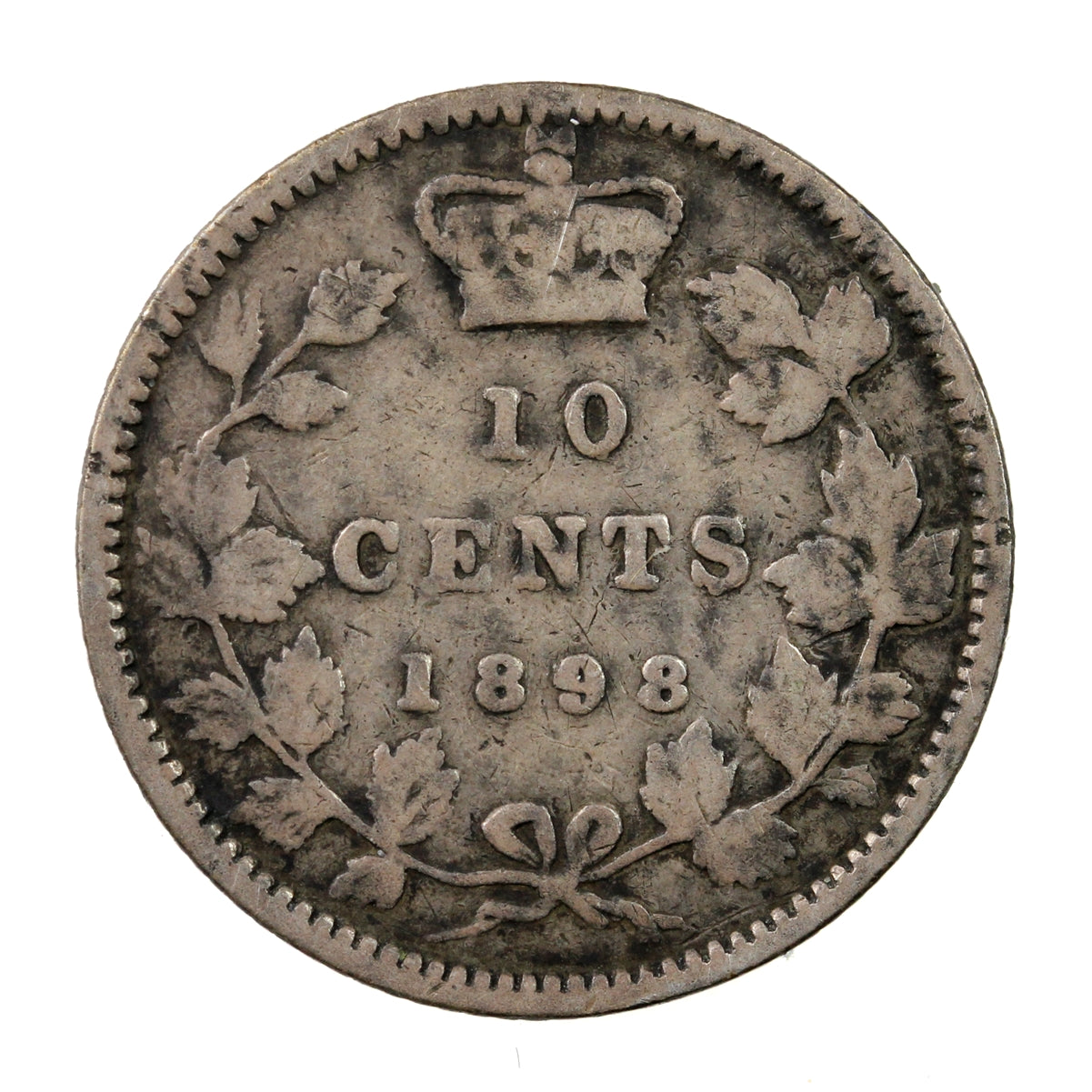 1898 Obv. 5 Canada 10-cents Very Good (VG8)